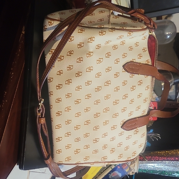 Dooney & Bourke Cream and Tan Logo Tote - Picture 3 of 7
